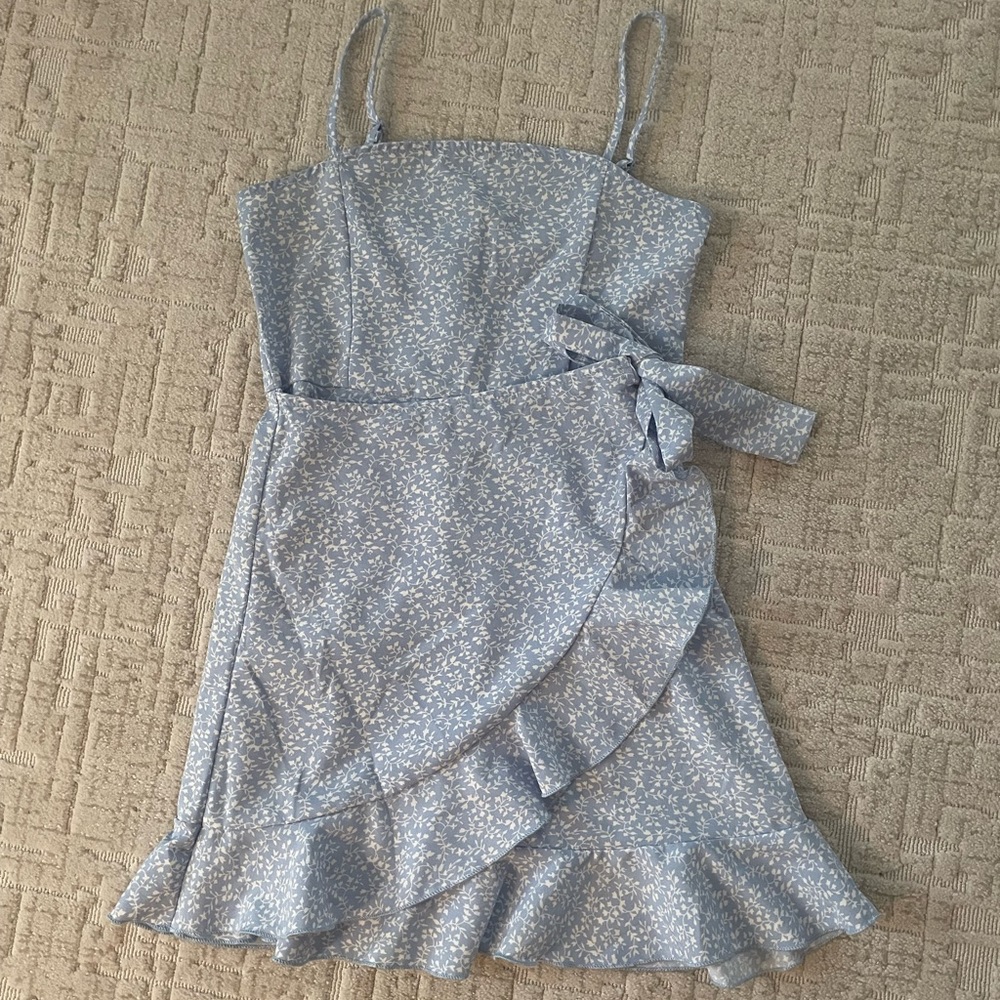 light blue and white flower print dress